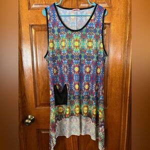 Simply Aster Woman’s 3X Sleeveless Mesh Pullover Sheer Multi Color Tunic